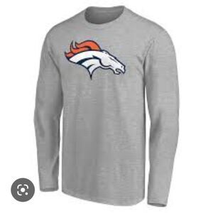 NFL Denver Broncos‎ TeamAuthentic Custom Long Sleeve T-Shirt Grey/Orange Youth M